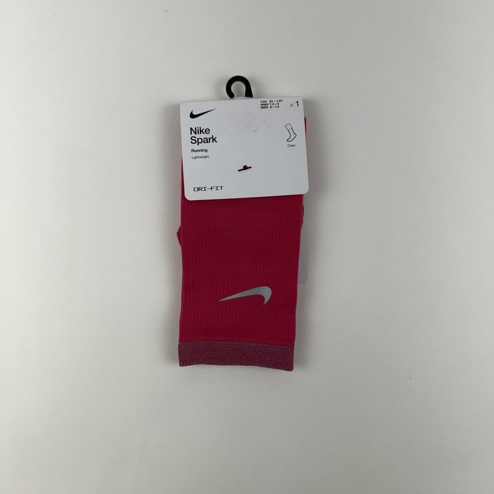 New Womens Nike Spark Lightweight Pink Running Crew Socks Size 7.5-9